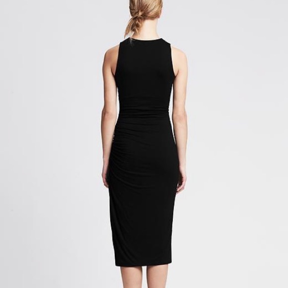 Banana Republic black sleeveless ruched stretch jersey midi dress - Small - Picture 3 of 4